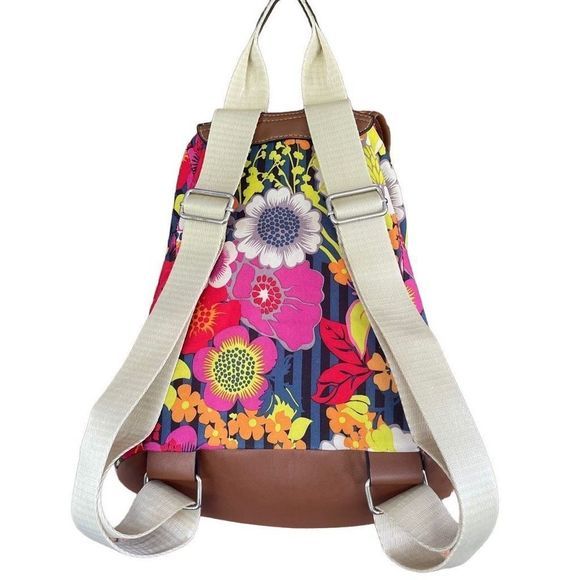Lily Bloom Lightweight Colorful 100% Recycled Poly Floral Print Backpack  EUC - Picture 5 of 11